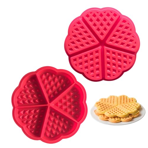 2 Stücke Waffelform Für Airfryer,Silikon Waffelform Airfryer,Silikon Waffelform,Herzform Silikon Waffel Backform,Waffel-Form,Backen Dekoration Werkzeug,Furwaffeln, Backen, Muffin (Rot) von VTYTZZ
