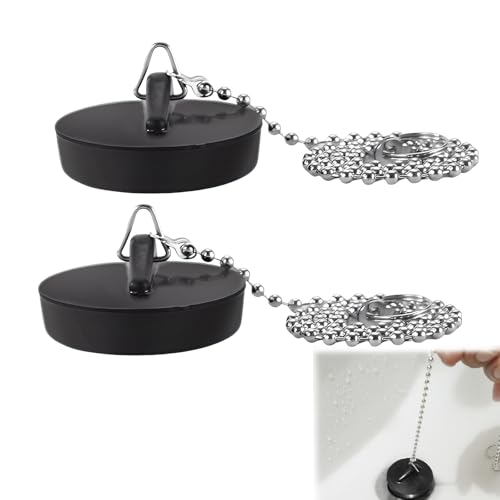 2pcs Abflussstopfen,Stöpsel,Stöpsel Badewanne,Stöpsel Für Spülbecken,Bath Plug,Diameter 40mm,Rubber Plugs with 40 cm Stopper Chain,Sink Plug Closure,Fur Bathtub, Kitchen, Bathroom, Sink Plug von VTYTZZ