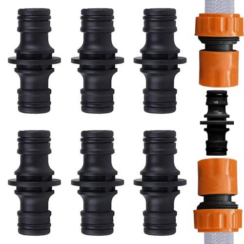 6 Pcs GardenaKupplung,Gardena Schlauchverbinder,Gardena Kupplung 1/2 Zoll,GardenaVerbinder,Gartenschlauch Verbinder,Anschlussverlängerung Zweiseitige Kupplung (Schwarz),Für GartenUnd Haus Schlauch von VTYTZZ