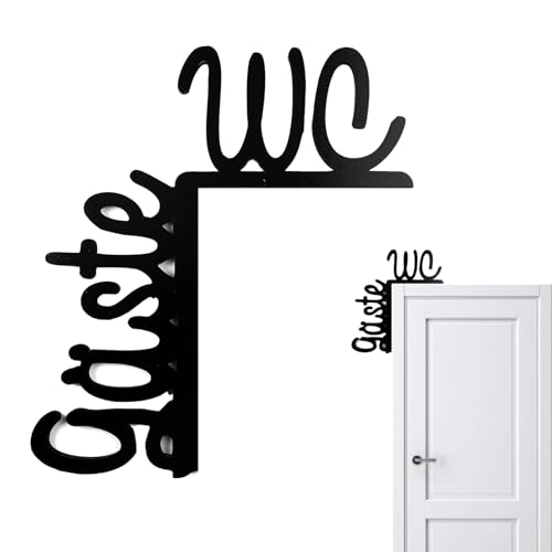 Gäste Wc Schild,Gäste Wc,Schild GästeWc,WcTürschild,TürrahmenschildAus Holz,Toilettenschild Ohne Klebstoff,Fur Toilettentür, Für Innen Und Außenbereiche (Schwarz) von VTYTZZ