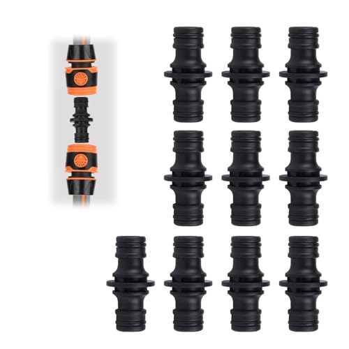 VTYTZZ 10 Stück Schlauchverbinder,Schlauch Verbindungsstück,Gartenschlauch Kupplung,Wasserschlauch Verbinder,Doppelstecker Gartenschlauch Verbindungen,Für Garten Und Haus Schlauch (10 Stück Schwarz) von VTYTZZ