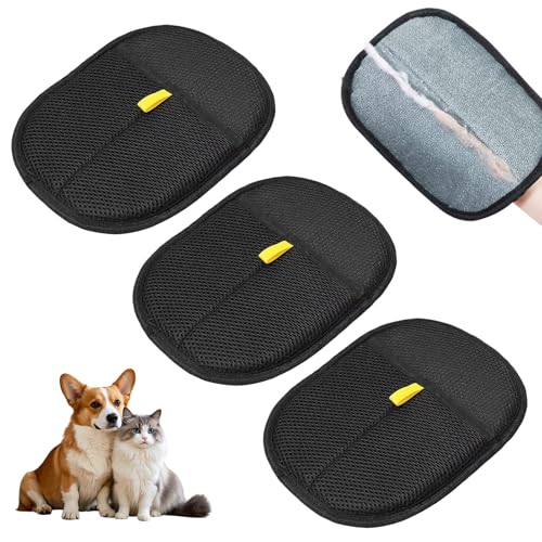 VTYTZZ 3 Stück Fellmagnet,Tierhaarentferner Handschuh,Fellweg Handschuh,Handschuh Katzenhaare,Wiederverwendbarer Doppelseitiger Haustierhaarentferner Handschuh,Fur Kleidung, Möbel Und Sofa von VTYTZZ