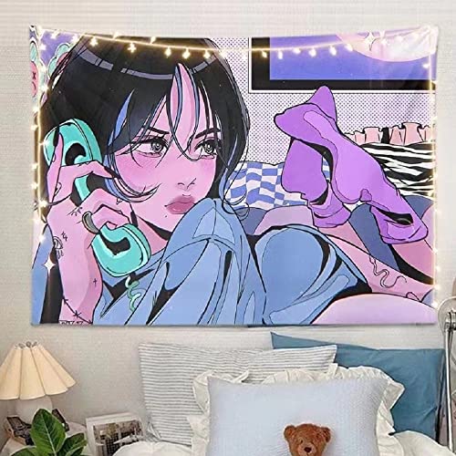 SUFUZEGA Japanische Anime Wandteppich Mädchen Kawaii 3D Druck Wandteppich Wandbehang für Wohnzimmer Schlafzimmer Dekoration (60 x 50 W, R15) von SUFUZEGA