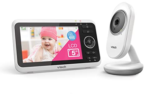 VTech Babymonitor VM350 – Video-Babyphone mit beweglicher Kamera – Klarer Sound, LCD-Farbbildschirm und Nachtsichtfunktion – Mit Gegensprechfunktion, Schlafliedern und Geräuschen von VTech Baby