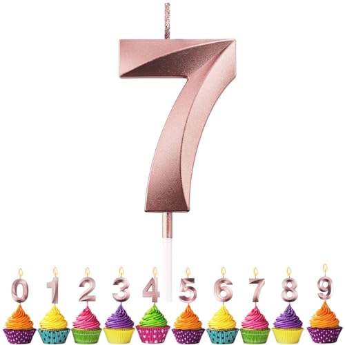 Geburtstagskerzen Zahlen 7, VUCDXOP 5cm Roségold Geburtstagskerzen 7, 3D Geburtstagskerzen, Geburtstag Tortendeko, Geburtstag Kuchendeko, Geburtstag Kerzen Kinder für Geburtstag Jahrestag Partys Geburtstagskerzen Zahlen 7, VUCDXOP 5cm Roségold Geburtstagskerzen 7, 3D Geburtstagskerzen, Geburtstag Tortendeko, Geburtstag Kuchendeko, Geburtstag Kerzen Kinder für Geburtstag Jahrestag Partys von VUCDXOP