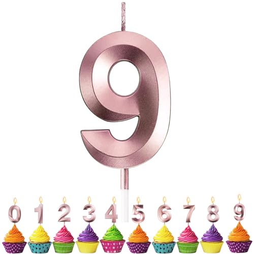 Geburtstagskerzen Zahlen 9, VUCDXOP 5cm Roségold Geburtstagskerzen 9, 3D Geburtstagskerzen, Geburtstag Tortendeko, Geburtstag Kuchendeko, Geburtstag Kerzen Kinder für Geburtstag Jahrestag Partys Geburtstagskerzen Zahlen 9, VUCDXOP 5cm Roségold Geburtstagskerzen 9, 3D Geburtstagskerzen, Geburtstag Tortendeko, Geburtstag Kuchendeko, Geburtstag Kerzen Kinder für Geburtstag Jahrestag Partys von VUCDXOP