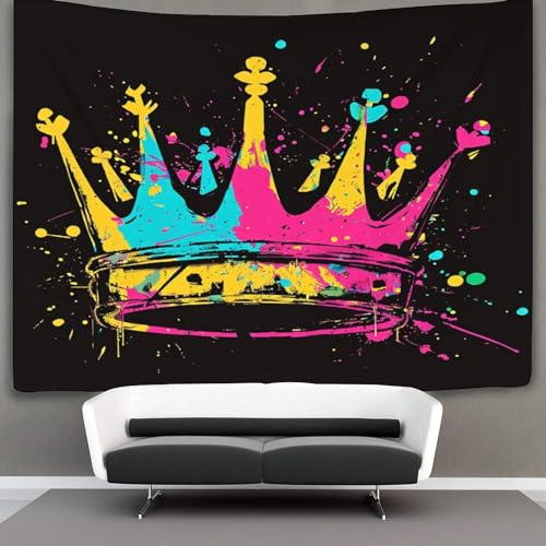 3D Druck Hip Hop Crown Wandteppiche Poster Ornament Wandbehang Wandteppich Wanddeko Wandbehang Für Schlafzimmer Wohnzimmer Wohnkultur Tapisserie 70cmx100cm von VUDBELAFC