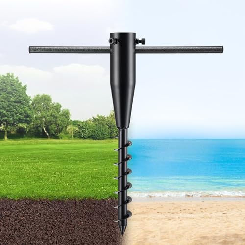 Strandschirm Sandanker Heavy Duty Metall Sand Gras Anker Schirmhalter Schraube in Deep Spiral Design für starken Halt in Sand Gras Weichboden Rostfrei Tragbare Terrassenschirme Ständer Sockel Strandschirm Sandanker Heavy Duty Metall Sand Gras Anker Schirmhalter Schraube in Deep Spiral Design für starken Halt in Sand Gras Weichboden Rostfrei Tragbare Terrassenschirme Ständer Sockel von VUGHIUA
