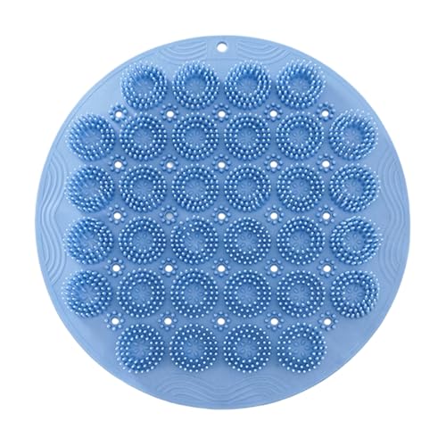 Fußbürste für die Dusche,Duschbürste Rücken,Bath Massage Pad mit Rutschfesten Saugnäpfen,Fussschrubbermatte Aus Silikon FüR Dusche,Körperbürste für die Reinigung von Rücken (Blau, Kreisform) von VUKHWX
