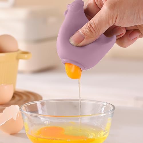Hühnerförmiger Eiertrenner, Silikon-Eiweiß-Trenner, niedliche Hennen-Form, Eigelb-Trennwerkzeug, effizientes Küchenhelfer zum Backen und Kochen (Rosa) von VUKHWX