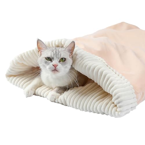 Katzen Schlafsack, Schlafsack Hund, Katze 𝗦𝗰𝗵𝗹𝗮𝗳𝘀𝗮𝗰𝗸, Weicher 𝗦𝗰𝗵𝗹𝗮𝗳𝘀𝗮𝗰𝗸 Für 𝗞𝗮𝘁𝘇𝗲𝗻, Haustiernest Für Katzen Und Hunde, Plüsch 𝗦𝗰𝗵𝗹𝗮𝗳𝘀𝗮𝗰𝗸 Zum Kuscheln (Beige) von VUKHWX