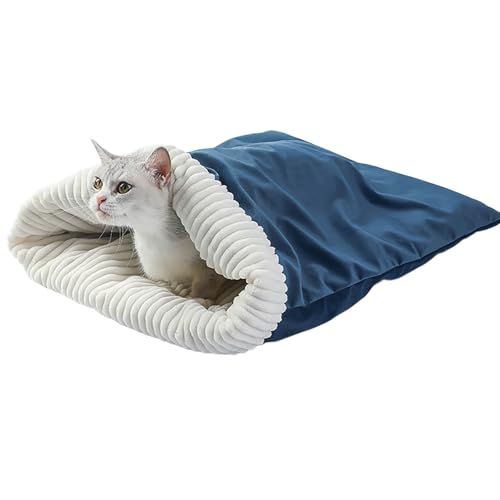 Katzen Schlafsack, Schlafsack Hund, Katze 𝗦𝗰𝗵𝗹𝗮𝗳𝘀𝗮𝗰𝗸, Weicher 𝗦𝗰𝗵𝗹𝗮𝗳𝘀𝗮𝗰𝗸 Für 𝗞𝗮𝘁𝘇𝗲𝗻, Haustiernest Für Katzen Und Hunde, Plüsch 𝗦𝗰𝗵𝗹𝗮𝗳𝘀𝗮𝗰𝗸 Zum Kuscheln (Blau) von VUKHWX