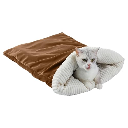Katzen Schlafsack, Schlafsack Hund, Katze 𝗦𝗰𝗵𝗹𝗮𝗳𝘀𝗮𝗰𝗸, Weicher 𝗦𝗰𝗵𝗹𝗮𝗳𝘀𝗮𝗰𝗸 Für 𝗞𝗮𝘁𝘇𝗲𝗻, Haustiernest Für Katzen Und Hunde, Plüsch 𝗦𝗰𝗵𝗹𝗮𝗳𝘀𝗮𝗰𝗸 Zum Kuscheln (Kaffee) von VUKHWX