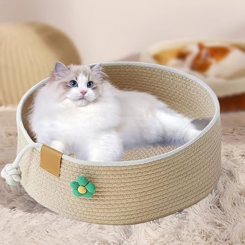 Katzenkörbchen, Katzenkorb mit Blumenverzierung, Großer Süßer Kätzchen Korb Nest Haustierhaus, Kratzpad Möbel Für Mittelgroße Große Katzen Wohnzimmer Büro Schlafzimmer Schreibtisch Couch (Khaki, M) Katzenkörbchen, Katzenkorb mit Blumenverzierung, Großer Süßer Kätzchen Korb Nest Haustierhaus, Kratzpad Möbel Für Mittelgroße Große Katzen Wohnzimmer Büro Schlafzimmer Schreibtisch Couch (Khaki, M) von VUKHWX