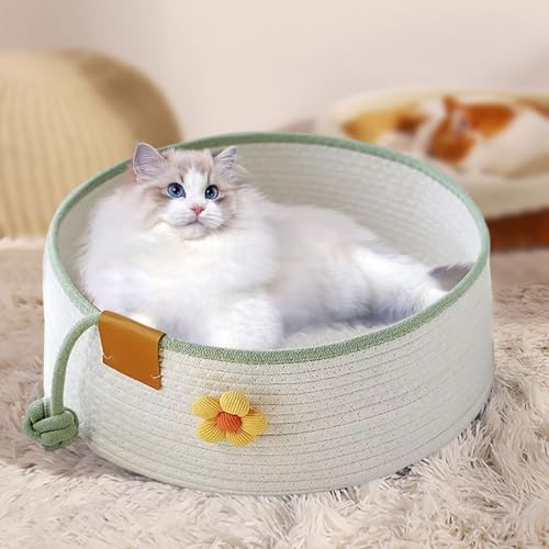 Katzenkörbchen, Katzenkorb mit Blumenverzierung, Großer Süßer Kätzchen Korb Nest Haustierhaus, Kratzpad Möbel Für Mittelgroße Große Katzen Wohnzimmer Büro Schlafzimmer Schreibtisch Couch (Mintgrün, L) Katzenkörbchen, Katzenkorb mit Blumenverzierung, Großer Süßer Kätzchen Korb Nest Haustierhaus, Kratzpad Möbel Für Mittelgroße Große Katzen Wohnzimmer Büro Schlafzimmer Schreibtisch Couch (Mintgrün, L) von VUKHWX