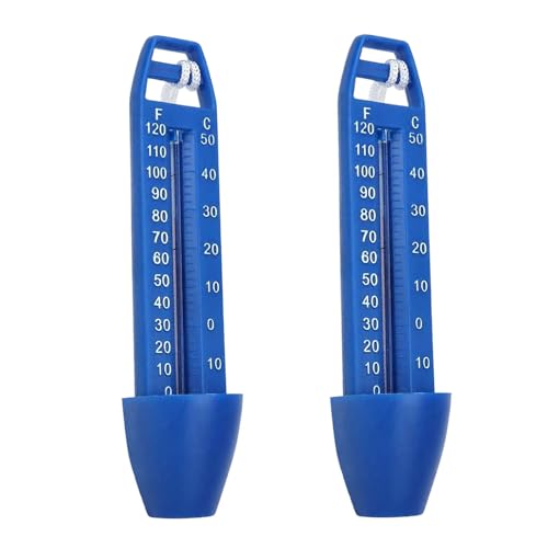 Thermometer, Pool Thermometer Schwimmendes Skaliertes Wasserthermometer mit Tragbarer 0-50 ℃ Temperaturmesser Wasserdichtes Messgerät mit Lanyard für Schwimmbäder Spa Hot Tub Aquariumteich (Blau-2PC) von VUKHWX