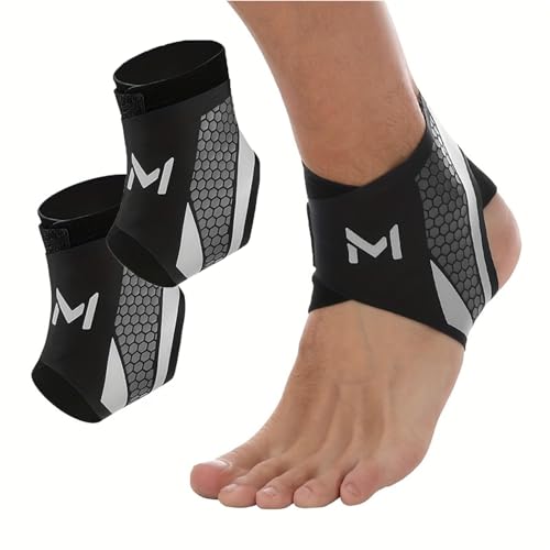VUKHWX Sprunggelenkbandage, Bandage Fußgelenk, Professionelle Fußbandage Fussbandage Einstellbar & Flexibel, Unisex Knöchelbandage Sprunggelenk für Sport, Fußball, Knöchel Gegen Umknicken (2, Grau) von VUKHWX