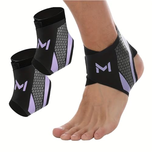 VUKHWX Sprunggelenkbandage, Bandage Fußgelenk, Professionelle Fußbandage Fussbandage Einstellbar & Flexibel, Unisex Knöchelbandage Sprunggelenk für Sport, Fußball, Knöchel Gegen Umknicken (2, Lila) von VUKHWX
