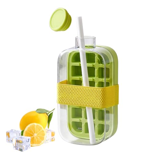 EiswüRfelform, 2-in-1 Eiswürfel Flasche, Eiswürfelflasche mit Behälter, Eiswürfel Flasche mit Strohhalme 18 Stück Eiswürfel 800ml Das Eis muss nicht berührt werden für Gekühlte Getränke, Obst (Grün) EiswüRfelform, 2-in-1 Eiswürfel Flasche, Eiswürfelflasche mit Behälter, Eiswürfel Flasche mit Strohhalme 18 Stück Eiswürfel 800ml Das Eis muss nicht berührt werden für Gekühlte Getränke, Obst (Grün) von VUL