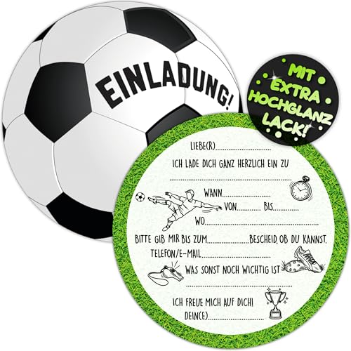 VULAVA 16x Fußball EINLADUNGSKARTEN KINDERGEBURTSTAG Junge Mädchen - die Soccer PARTY Karten sind die Fussball EINLADUNG für Jungen Mädchen Kinder GEBURTSTAG Fußballspiel KINDERPARTY Fussball-Turnier von VULAVA