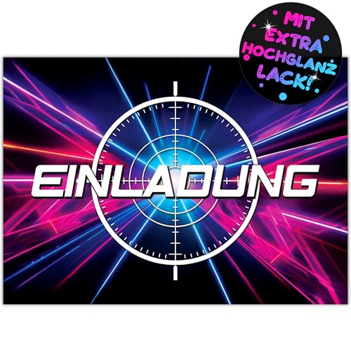 12x Lasertag EINLADUNGSKARTEN KINDERGEBURTSTAG Junge Mädchen - die Laser-Tag PARTY Karten sind die Lasertag EINLADUNG für Jungen Mädchen Kinder GEBURTSTAG Gamer KINDERPARTY Gaming LASERTAG-PARTY von VULAVA