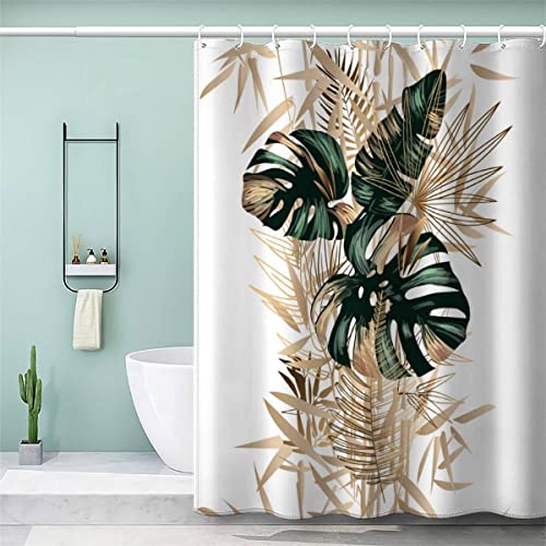 120 x 180 cm Duschvorhang Grünes Tropisches Blatt Anti-Schimmel Duschvorhänge mit 12 Ringe Stoff Polyester Badewanne Vorhang Wasserdicht Waschbar Shower Curtains 3D Hawaii Badezimmer Badvorhang von VULORA