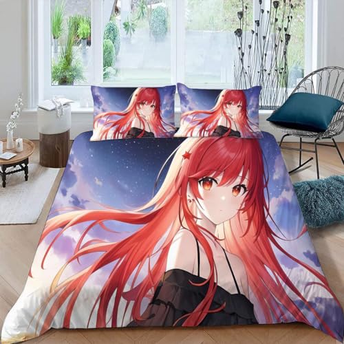 VULORA Bettwäsche 135x200 Japan Manga Bettbezug mit Reißverschluss 100% Mikrofaser Bettwäsche-Sets für Junge Mädchen 3D Druck Manga-Fan Otaku Kinderbettwäsche mit 2 Kissenbezüge 80x80cm Winter von VULORA