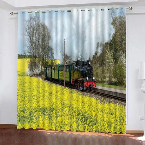 VULORA Zug Gardinen Blickdicht Vorhang Ländlich Thermo Vorhänge mit Ösen für Schlafzimmer Wohnzimmer Polyester Verdunklungsvorhänge Modern Kindergardine 150x166cm(BxH), 2er Set von VULORA