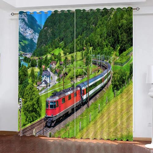 VULORA Zug Vorhänge 3D Blickdichte Gardinen Wald Verdunkelungsvorhang mit Ösen für Jungen Mädchen Schlafzimmer Wohnzimmer Thermo Kälteschutz Vorhänge 280x250cm(BxH), 2er Set von VULORA