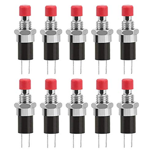 10x Stück Mini Einbau Taster 12V 120V 2Pin Drucktaster Push Button Switch Schalter Rot Rund Klingel Alarm von VUNIVERSUM