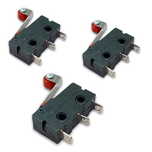 3x Stück Micro Mikroschalter Endschalter Positionschalter Schalter mit Rollenhebel Schließen Taster Tür Fenster Alarm 250V 5A SPDT 3Pin von VUNIVERSUM