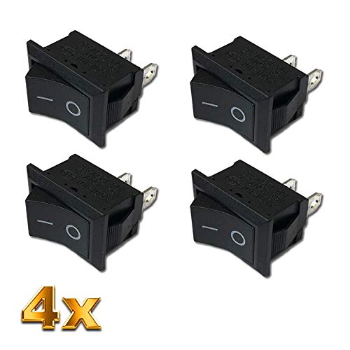 4 Stück Premium Ein Aus Einbau Kippschalter Wippschalter Schalter On Off DIY AC 250V 220V 6A 2Pin Schwarz Rechteck Modellbau von VUNIVERSUM