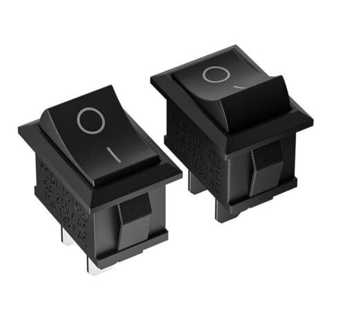 2 Stück Premium Ein Aus Einbau Kippschalter Wippschalter Schalter On Off DIY AC 250V 220V 6A 2Pin Schwarz Rechteckig 2 Position von VUNIVERSUM