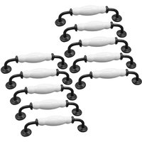 Schrankgriffe, 10 Stück schwarz-weiße Keramik-Schrankgriffe (Lochabstand: 160 mm) von VUSZR