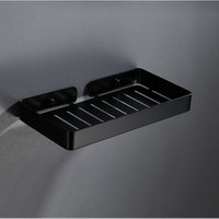 Selbstklebende Seifenschale (ohne Bohren), Aleppo-Seifenbox aus Edelstahl, Küchenschwammhalter (lang, schwarz) von VUSZR