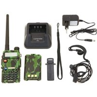 UV-5R FM VHF/UHF Funkgerät mit Dualband, Display, Standby und eingebauter Uhr (Headset inklusive, Tarnmuster) von VUSZR