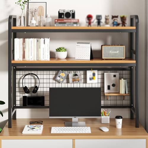 Schreibtisch-Bücherregalständer mit Einzel- und Doppelebenen, Schreibtisch-Organizer-Regal hoch, Desktop-Präsentationsständer mit 1/2 Ebenen, Desktop-Ständer-Aufbewahrungsorganisator für Wohnheim, B von VUVCPOPB
