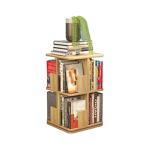 VUVCPOPB Bücherregal, mehrschichtiges Bücherregal, einfaches, drehbares Bücherregal aus massivem Holz, Lagerregal mit großer Kapazität, Bücherregal, 360 ° frei drehbares Bücherregal, platzsparend von VUVCPOPB