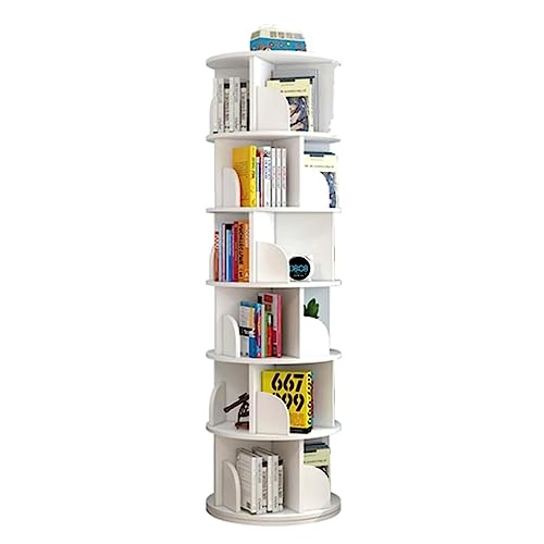 VUVCPOPB Bücherregal, weiß, drehbares Bücherregal, große Kapazität, 360° stehendes Bücherregal, mehrschichtiger Aufbewahrungs-Bücherregal-Organizer, Heim-Bücherregal, platzsparend von VUVCPOPB