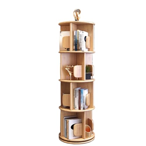 VUVCPOPB Drehbares Bücherregal aus Holz mit 3/4 Ebenen und großem Fassungsvermögen, Bücherregal mit Drehfunktion, kleines Eckbücherregal für kleinen Raum, geeignet für Wohnzimmer von VUVCPOPB