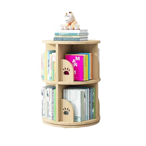 VUVCPOPB Holz-Bücherregal, drehbares Bücherregal, 360-Grad-Bücherregal, bodenstehend, für den Haushalt, für Kinder, kleines Lagerregal, einfaches Bilderbuchregal von VUVCPOPB