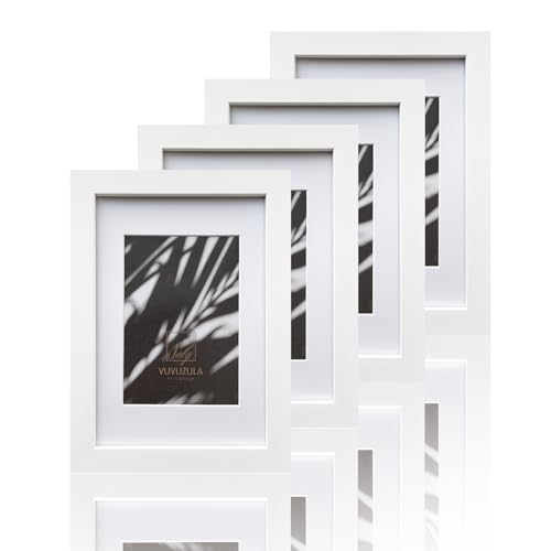 VUVUZULA A5 Rahmen Weiß Bilderrahmen A5 Fotorahmen mit Passepartout für A6 Foto A5 Urkunde 4er Set mit Echtglas VUVUZULA A5 Rahmen Weiß Bilderrahmen A5 Fotorahmen mit Passepartout für A6 Foto A5 Urkunde 4er Set mit Echtglas von VUVUZULA