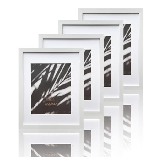 VUVUZULA Bilderrahmen mit Passepartout, 35,6 x 27,9 cm, Weiß, 4 Stück von VUVUZULA