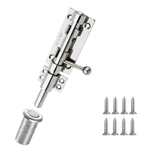 Schieberiegel Torverschluss 304 Edelstahl Schiebetürschloss Extra Dicker Riegel Riegel Schwerlast Sicherheitsschloss für Holzzäune, Scheunentore, Schuppen, Haustier- & Kindersicherheit von VUYBVY