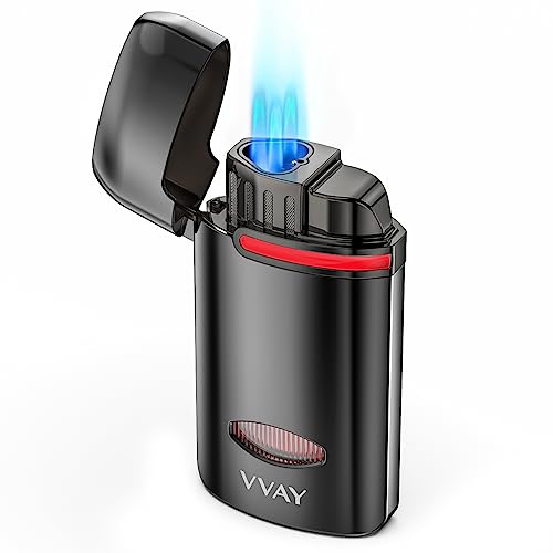 VVAY-Lighter Sturmfeuerzeug Jetflamme Gas Butan Nachfüllbar, 3 Flammen Jet Feuerzeug. (Verkauft ohne Gas von VVAY-Lighter