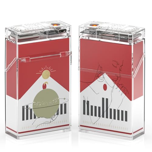 VVAY Transparent Zigarettenetui mit Integriertem Elektro-Feuerzeug von VVAY