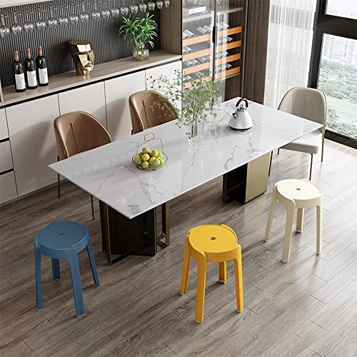 VVDPJLS Stapelstühle ， Moderne Esstühle Set von 4 mit Wirbel Design runden Niststangenhocker -Set X Formverbindung Anti -Schlupf -Fuß -Pads Stützen bis zu 150 kg braune Farbe Innovate von VVDPJLS
