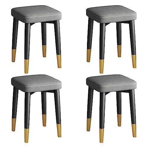 VVDPJLS Stapelstühle ， Stapelhocker Set aus 4 Quadratstangenhocker mit X -Form -Anschluss Anti -Schlupf -Fuß -Pads gepolstertem Sitz Rückenless Metall Stapelbarer Kurzhocker für von VVDPJLS