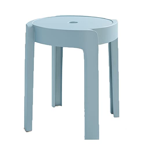 VVDPJLS Stapelstühle ， modernes Wirbel Design Kunststoff Stapelhocker Set aus 4 runden Niststangenhocker mit X Formverbindung Anti -Schlupf -Fuß -Pads Stütze bis zu 150 kg Blau Innovate von VVDPJLS