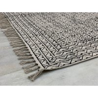 Handgewebter Teppich Mit Block-Print, Teppich, Moderner 200x300, 10x10, 12x12, Unikat von VVENTERPRISESIndia